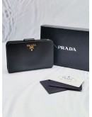 (NEW YEAR SALE) PRADA BLACK SAFFIANO LEATHER FLAP WALLET WITH COIN PART 