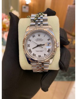 (NEW YEAR SALE) ROLEX DATEJUST REF 116234 IVORY ROMAN DIAL 36MM AUTOMATIC YEAR 2011 WATCH -FULL SET-