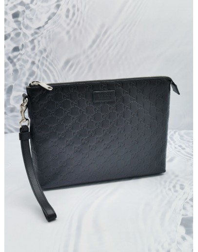 (NEW YEAR SALE) GUCCI BLACK GG GUCCISSIMA SOFT LEATHER CLUTCH 