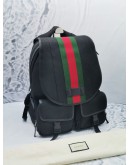 (NEW YEAR SALE) GUCCI TECHNO CANVAS WEB BAND SINGLE BUCKLE FLAP NYLON / LEATHER BACKPACK