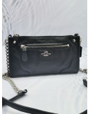 (NEW YEAR SALE) COACH MICKIE CROSSBODY BAG IN BLACK GRAIN LEATHER WITH ZIPPED