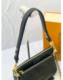 (UNUSED) 2023 LOUIS VUITTON MULTI POCHETTE ACCESSOIRES BLACK MONOGRAM EMPREINTE LEATHER CROSSBODY BAG WITH REMOVABLE CHAIN STRAP AND ADJUSTABLE LEATHER STRAP -FULL SET-