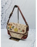 (NEW YEAR SALE) LOEWE 160TH ANNIVERSARY CREAM CANVAS / RED SUEDE AND LEATHER SHOULDER BAG 