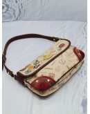 (NEW YEAR SALE) LOEWE 160TH ANNIVERSARY CREAM CANVAS / RED SUEDE AND LEATHER SHOULDER BAG 