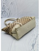 (NEW YEAR SALE) GUCCI BEIGE / OFF WHITE GG CANVAS / LEATHER SMALL LOVELY HEART TOTE HANDLE BAG