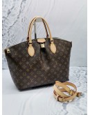 (UNUSED) (MICROCHIP) 2023 LOUIS VUITTON BOETIE MM BROWN MONOGRAM CANVAS GOLD HARDWARE HANDLE BAG WITH LONG STRAP -FULL SET-