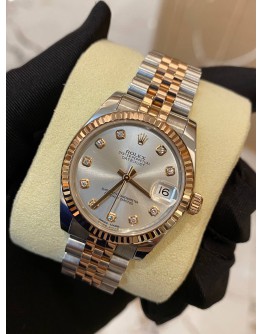(NEW YEAR SALE) ROLEX DATEJUST 31 18K 750 ROSE GOLD REF 178271 GREY DIAMOND DIAL 31MM AUTOMATIC YEAR 2014 WATCH -FULL SET-