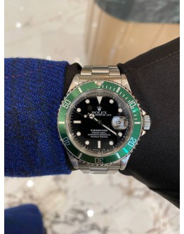 (NEW YEAR SALE) ROLEX SUBMARINER DATE REF 16610 GREEN BEZEL (BEZEL REPLACEMENT) BLACK DIAL 40MM AUTOMATIC WATCH