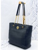 (NEW YEAR SALE) TORY BURCH TOTE SHOULDER BAG IN BLACK PEBBLED LEATHER