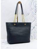 (NEW YEAR SALE) TORY BURCH TOTE SHOULDER BAG IN BLACK PEBBLED LEATHER