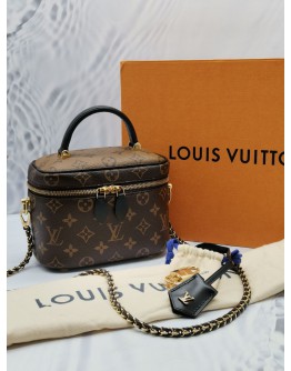 (UNUSED) 2022 LOUIS VUITTON VANITY PM IN MONOGRAM REVERSE CANVAS HANDLE BAG WITH SLING 