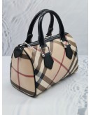 (NEW YEAR SALE) BURBERRY SUPERNOVA CHECK COATED CANVAS AND PATENT LEATHER TRIM SMALL BOSTON HANDLE BAG