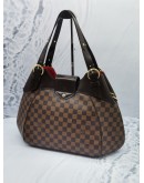 (NEW YEAR SALE) LOUIS VUITTON SISTINA GM BROWN DAMIER EBENE CANVAS SHOULDER BAG IN GOLD HARDWARE 