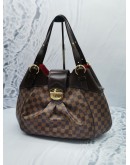 (NEW YEAR SALE) LOUIS VUITTON SISTINA GM BROWN DAMIER EBENE CANVAS SHOULDER BAG IN GOLD HARDWARE 