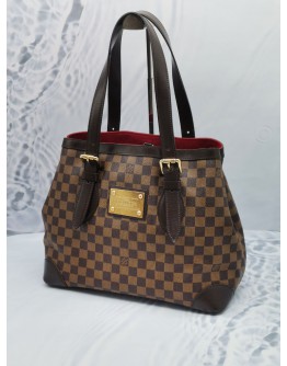 (NEW YEAR SALE) LOUIS VUITTON HAMPSTEAD MM GOLD HARDWARE TOTE SHOULDER BAG IN DAMIER EBENE CANVAS