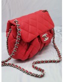 (NEW YEAR SALE) CHANEL MEDIUM SILVER CHAIN AROUND LIMITED EDITION PRISTINE RED CALFSKIN LEATHER FLAP BAG