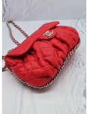 (NEW YEAR SALE) CHANEL MEDIUM SILVER CHAIN AROUND LIMITED EDITION PRISTINE RED CALFSKIN LEATHER FLAP BAG