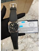 (NEW YEAR SALE) BELL & ROSS BR 03-90 GRANDE DATE RESERVE DE MARCHE REF BR0390-BL-ST 42MM AUTOMATIC YEAR 2017 WATCH -FULL SET-