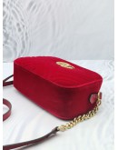 (NEW YEAR SALE) GUCCI GG MARMONT SMALL CAMERA CHAIN BAG WITH RED VELVET MATELASSE LEATHER