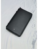 (NEW YEAR SALE) MONT BLANC TRAVEL LARGE BLACK LEATHER ZIP AROUND CLUTCH AND WALLET 