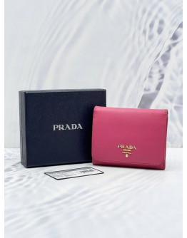 (NEW YEAR SALE) PRADA 1M0176 TRI-FOLD WALLET IN PINK SAFFIANO LEATHER