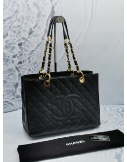 (NEW YEAR SALE) CHANEL CLASSIC GST TOTE BAG IN BLACK CAVIAR LEATHER GOLD HARDWARE SHOULDER BAG