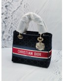 (BRAND NEW) 2021 CHRISTIAN DIOR MEDIUM LADY DIOR D-LITE LIMITED EDITION IN MIDNIGHT BLUE VELVET CANNAGE EMBROIDERY BAG