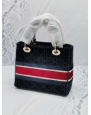 (BRAND NEW) 2021 CHRISTIAN DIOR MEDIUM LADY DIOR D-LITE LIMITED EDITION IN MIDNIGHT BLUE VELVET CANNAGE EMBROIDERY BAG