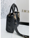 (UNUSED) 2022 CHRISTIAN DIOR SMALL LADY DIOR MY ABCDIOR BAG IN BLACK CANNAGE LAMBSKIN LEATHER WITH STRAP -FULL SET-