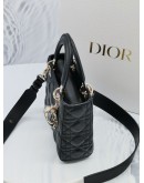 (UNUSED) 2022 CHRISTIAN DIOR SMALL LADY DIOR MY ABCDIOR BAG IN BLACK CANNAGE LAMBSKIN LEATHER WITH STRAP -FULL SET-
