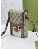 (UNUSED) 2023 GUCCI HORSEBIT 1955 MINI GG CANVAS / LEATHER CROSSBODY BAG -FULL SET-