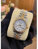 (NEW YEAR SALE) ROLEX DATEJUST 31 HALF 18K 750 YELLOW GOLD REF 68273 SNOWFLAKE WHITE DIAL 31MM AUTOMATIC YEAR 2010 WATCH 