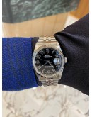 (NEW YEAR SALE) ROLEX DATEJUST 36 HALF 18K 750 WHITE GOLD REF 116234 BLACK ROMAN DIAL 36MM AUTOMATIC YEAR 2000 WATCH