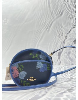 (BRAND NEW) COACH ROUND CANTEEN CROSSBODY BAG WITH PAINTED PEONY PRINT NAVY MULTI/IMITATION GOLD