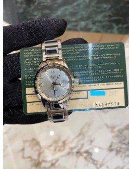 (NEW YEAR SALE) BALL ENGINEER II OHIO LADY REF NL1026C SILVER DIAL 31MM AUTOMATIC YEAR 2012 WATCH -FULL SET-