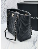 (BRAND NEW) 2023 MICROCHIP CHANEL TOTE CHAIN BAG IN CAVIAR LETAHER WITH SMALL POUCH -FULL SET- 