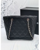 (BRAND NEW) 2023 MICROCHIP CHANEL TOTE CHAIN BAG IN CAVIAR LETAHER WITH SMALL POUCH -FULL SET- 