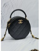 (NEW YEAR SALE) 2022 MICROCHIP CHANEL TOP HANDLE CHAIN MINI VANITY CHAIN BAG WITH IN LAMBSKIN LEATHER 