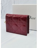 (NEW YEAR SALE) CHRISTIAN DIOR CHERRY RED PATENT CANNAGE LEATHER MINI LADY DIOR WALLET -FULL SET-