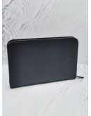 (NEW YEAR SALE) BURBERRY BLACK CALFSKIN LEATHER HAND CARRY ZIPPED CLUTCH