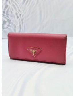 (NEW YEAR SALE) PRADA PINK SAFFIANO LEATHER FLAP LONG WALLET 