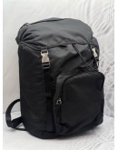 (NEW YEAR SALE) PRADA BACKPACK SOFT NYLON LEATEHR IN BLACK WITH SILVER HARDWARE