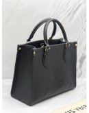 (BRAND NEW) 2022 MICROCHIP  LOUIS VUTTION ON THE GO PM SIZE  IN BLACK MONOGRAM EMPREINTE LEATHER HANDLE BAG 