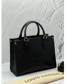 (BRAND NEW) 2022 MICROCHIP  LOUIS VUTTION ON THE GO PM SIZE  IN BLACK MONOGRAM EMPREINTE LEATHER HANDLE BAG 