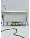 (NEW YEAR SALE) CHRISTIAN DIOR J'ADIOR WALLET ON CHAIN FLAP BAG IN SILVER METALLIC LEATHER