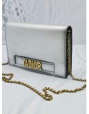 (NEW YEAR SALE) CHRISTIAN DIOR J'ADIOR WALLET ON CHAIN FLAP BAG IN SILVER METALLIC LEATHER