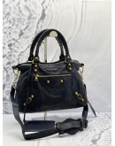 (NEW YEAR SALE) BALENCIAGA VELO GIANT CLASSIC GOLD STUDS CITY BAG IN DARK BLUE WITH STRAP