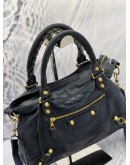 (NEW YEAR SALE) BALENCIAGA VELO GIANT CLASSIC GOLD STUDS CITY BAG IN DARK BLUE WITH STRAP