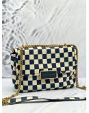 (NEW YEAR SALE) MARC BY MARC JACOBS CHECKED WHITE AND BLUE GOLD CHAIN BAG
