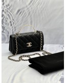 (NEW YEAR SALE) 2023 MICROCHIP CHANEL LIMITED WALLET ON CHAIN CHANEL LOGO TOP HANDLE BAG IN LAMBSKIN LEATHER